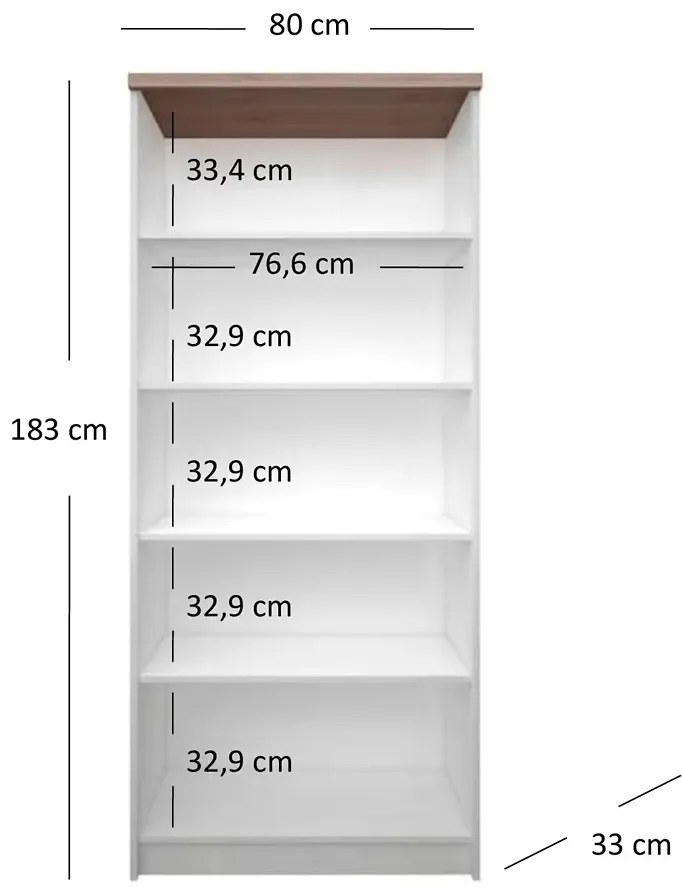 Biały wysoki otwarty regał z półkami - Riza 14X