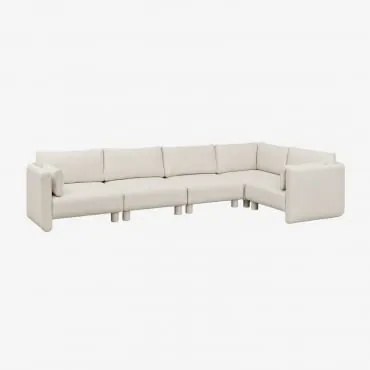 5-częściowa Sofa Modułowa Narożna Prawa, Wykonana Z Tkaniny Bouclé Artemisa Tkanina Bouclé W Kolorze Kremowo-beżowym - Sklum