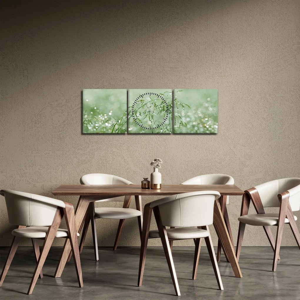 Obraz - Rosa na trawie (z zegarem) (90x30 cm)