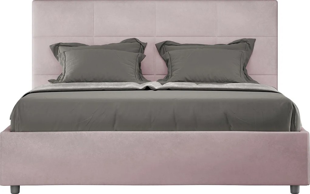 Łóżko wyposażone w stelaż z listwami tapicerowane 140x200 microfibra kolor lawendy Mika