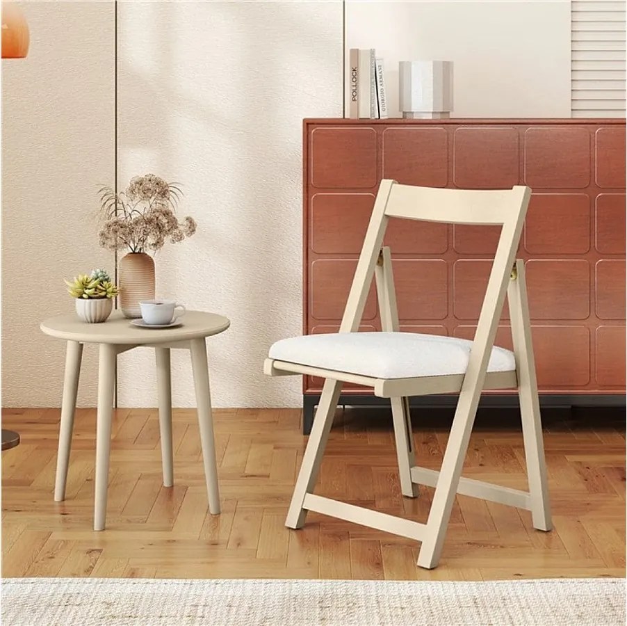 Zestaw Drewniane krzesło składane z poduszko Krzesło do jadalni 2 szt