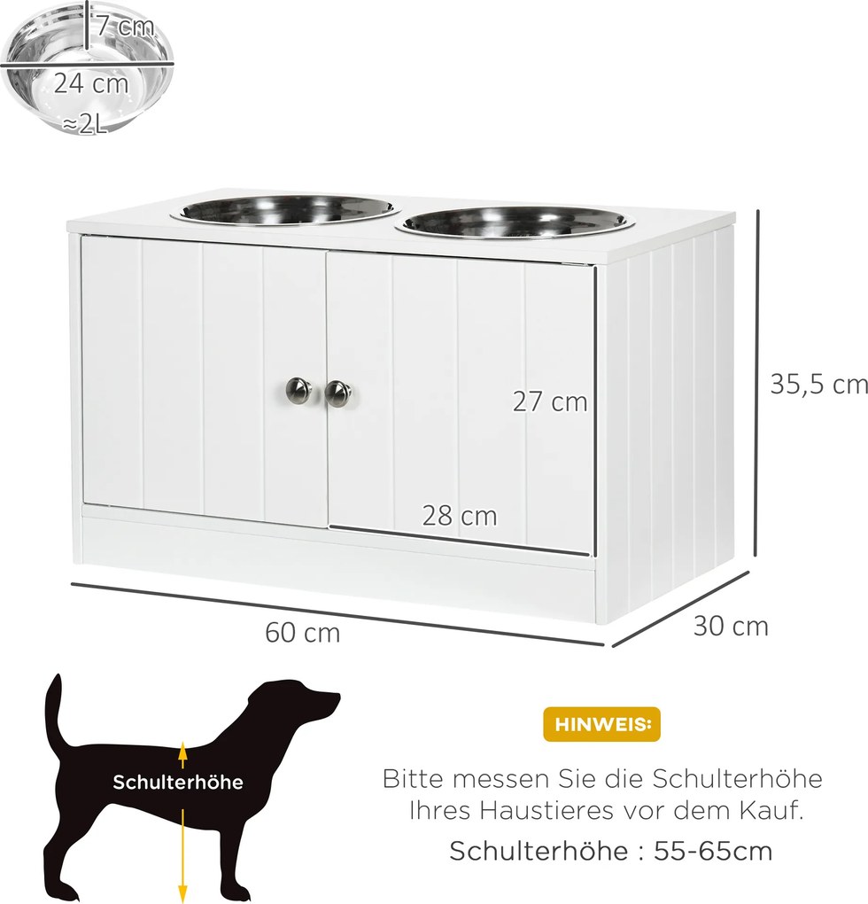 PawHut Stacja karmienia z 2 miskami ze stali nierdzewnej