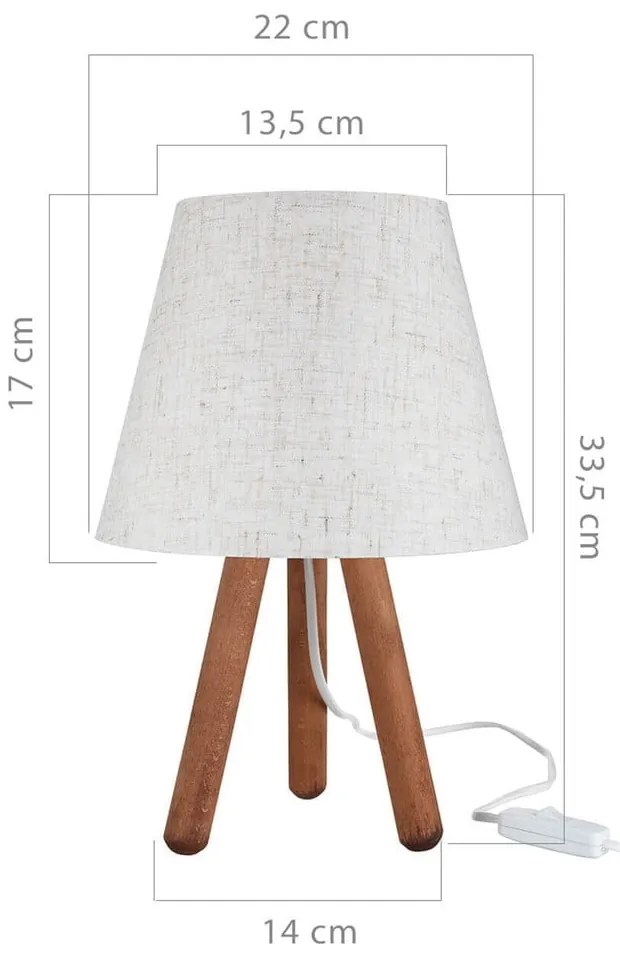 Biało-naturalna lampa stołowa z tekstylnym kloszem (wysokość 33,5 cm) – Squid Lighting