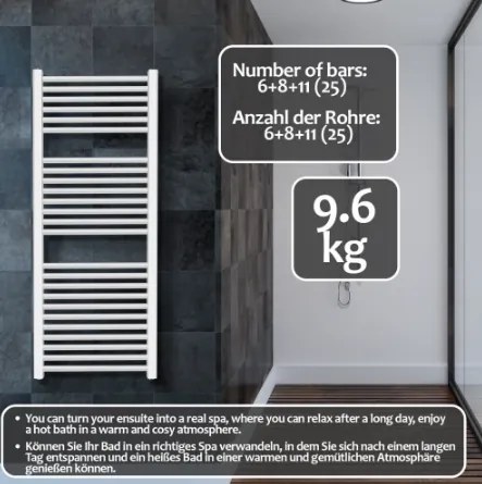 AQUAMARIN Pionowy grzejnik łazienkowy, 1200 x 600 mm