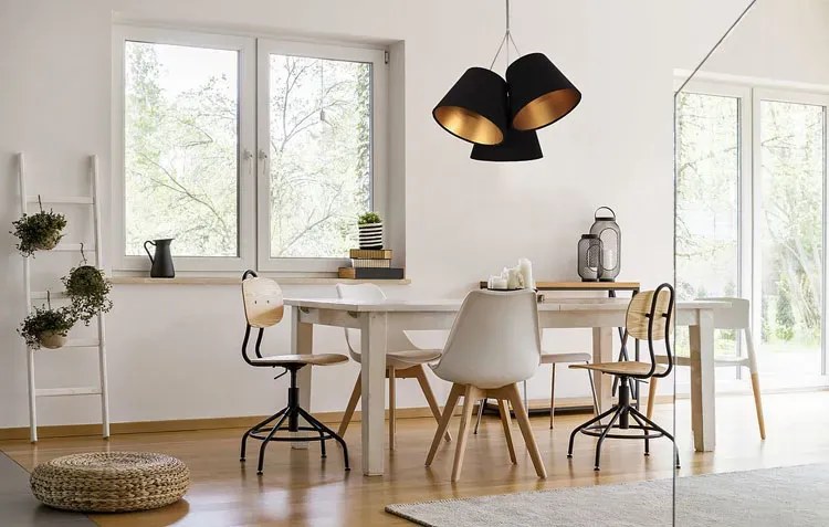 Czarno złota lampa wisząca z abażurami E1-W88
