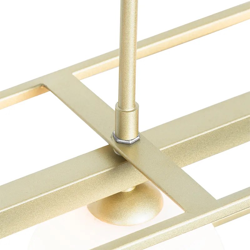 Designerska lampa wisząca złota z białym szkłem 4-światła - AniekDesignerski Oswietlenie wewnetrzne