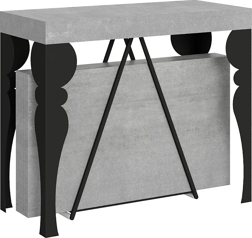 Konsola rozkładana 90x40/300 cm Riza cementu rama w kolorze antracytu