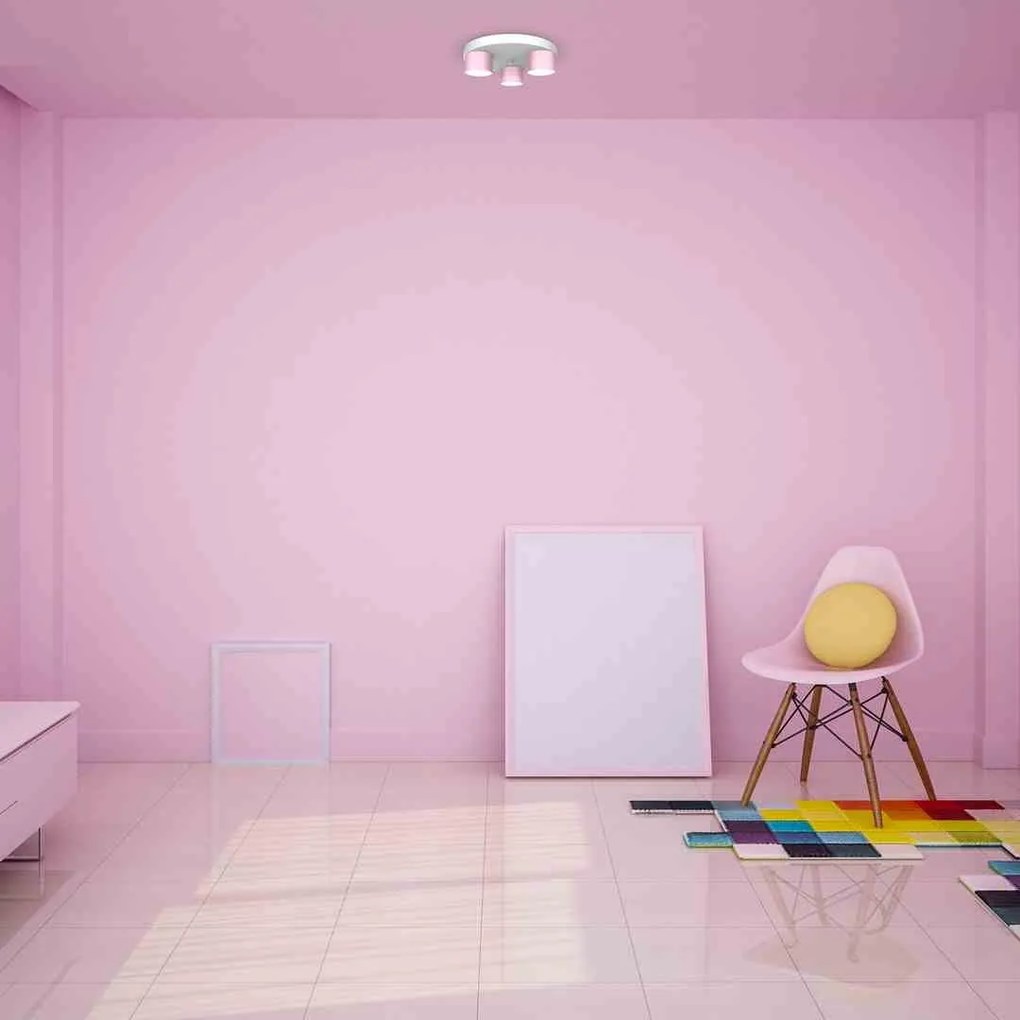 Lampa sufitowa DIXIE Pink/White 3xGX53, potrójna, na kole, różowa
