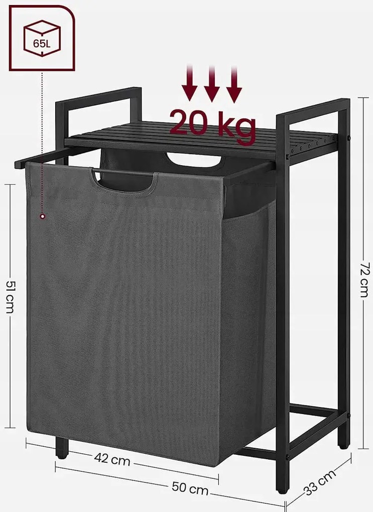 Szara szafka łazienkowa z koszem H1-B27