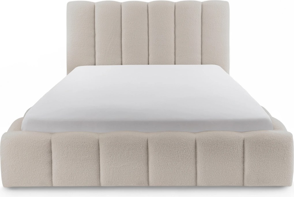 Łóżko tapicerowane Aura 160x200 z pojemnikiem - beżowa bukla Quelle 03