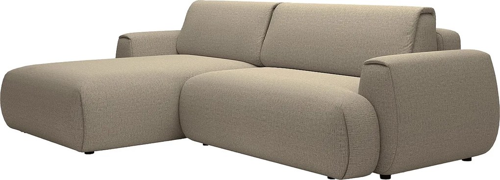 Kanapa narożna rozkładana z tkaniny szenilowej w kolorze taupe MONELIA