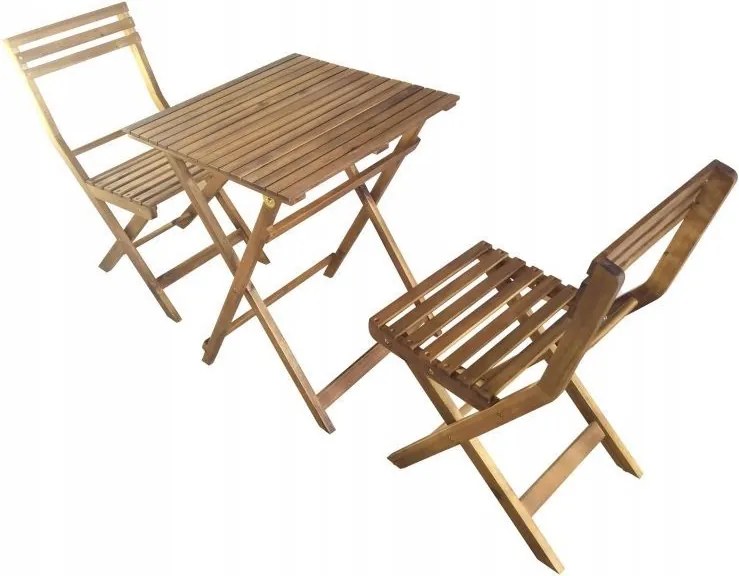 Zestaw mebli ogrodowych składanych Woodin - stolik i 2 krzesła