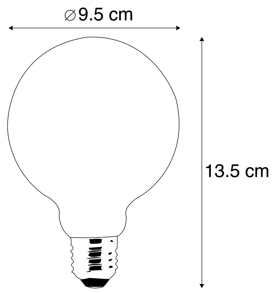 Zestaw 3 żarówek LED E27 Dim to Warm G95 złoto 8W 806lm 2000-2700K