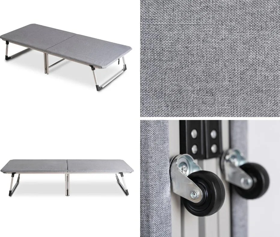 Składane łóżko polowe Veritas - leżanka na ogród, taras, camping, szara