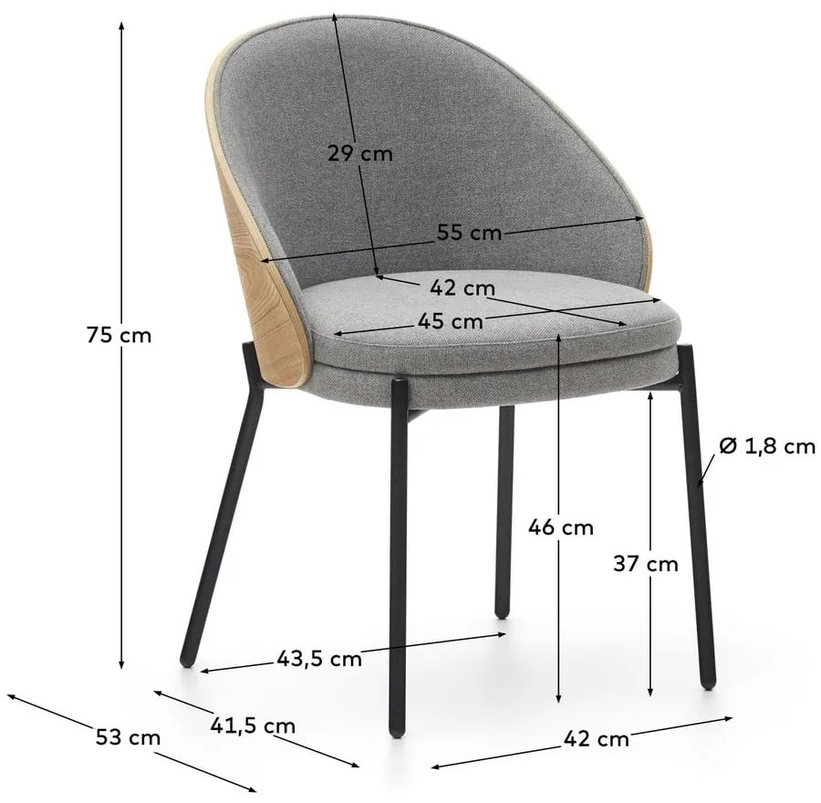Szare/w naturalnym kolorze krzesło Eamy – Kave Home