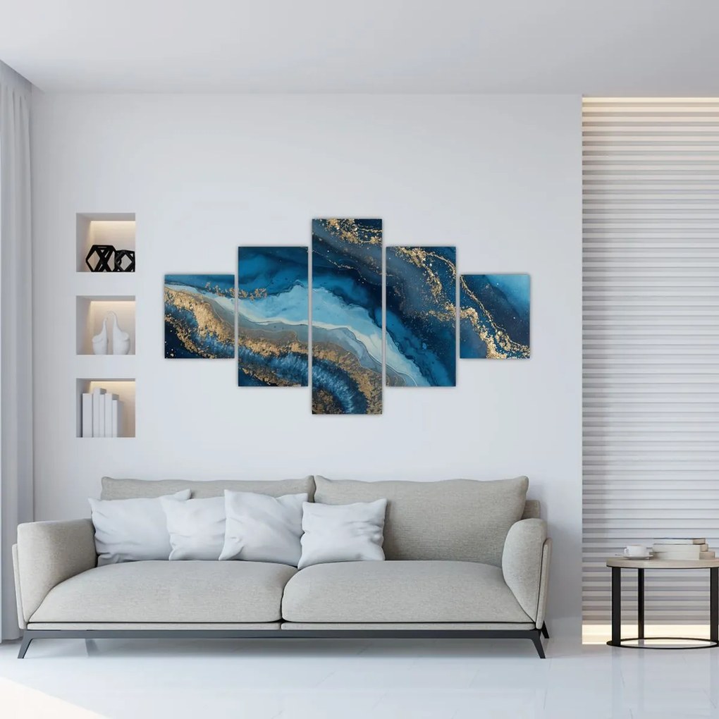 Obraz - Niebieska marmurowa abstrakcja (125x70 cm)