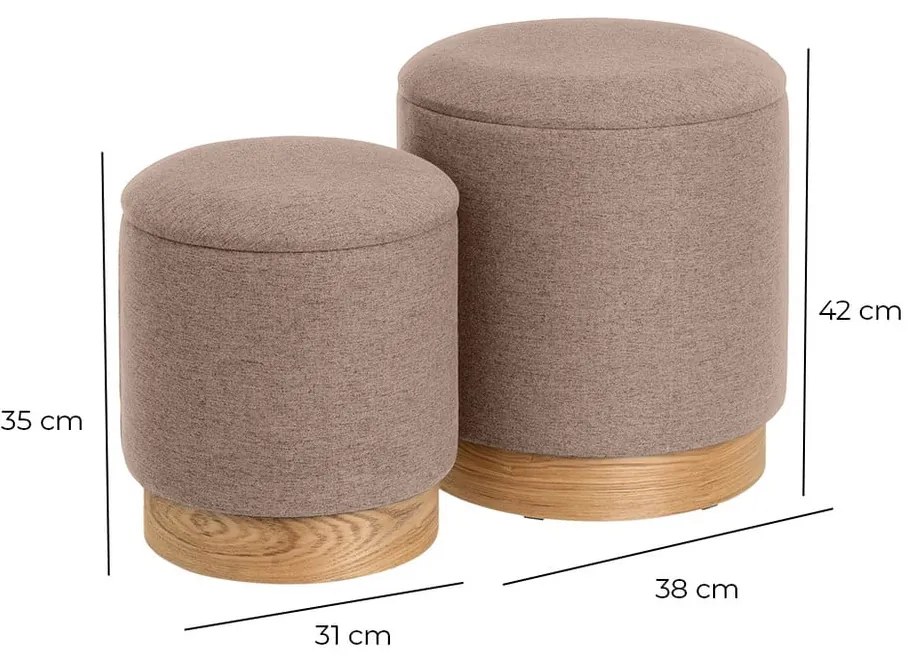 Jasnobrązowe pufy zestaw 2 szt. – Casa Selección