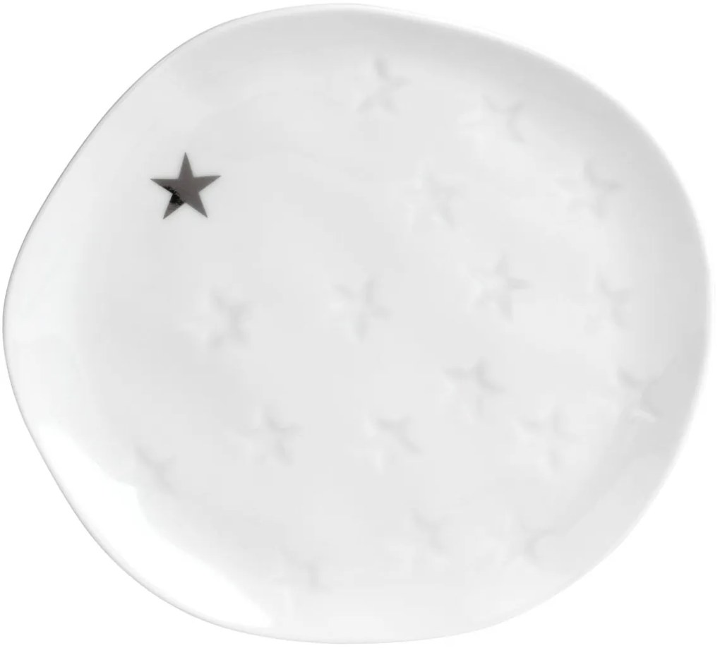 Biały porcelanowy talerz GWIAZDY, mały