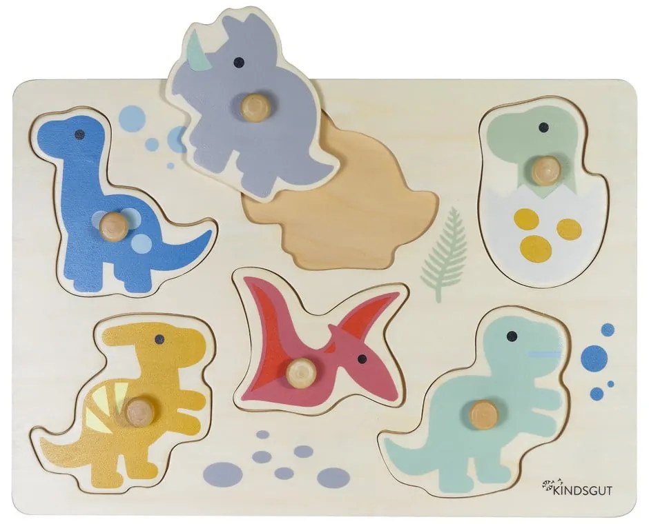 Drewniane puzzle (liczba elementów 6) Dinosaurs – Kindsgut