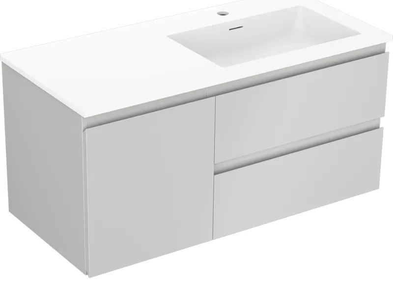 Mexen Orio szafka łazienkowa 100 cm z umywalką Otis prawą, 2S, 1D, szara mat/biała mat - 91A13-10047-3-BBFFF62-W18P01
