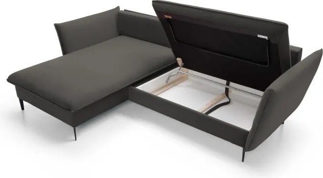 Narożnik GLOSS Lewostronny z funkcją spania, zestaw z poduszkami wolnostojący tkanina RIVIERA 100 Czarny WERSAL