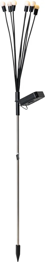 Stojąca lampa zewnętrzna czarna z LED z panelem słonecznym i kołkiem do ziemi - Fire Fly