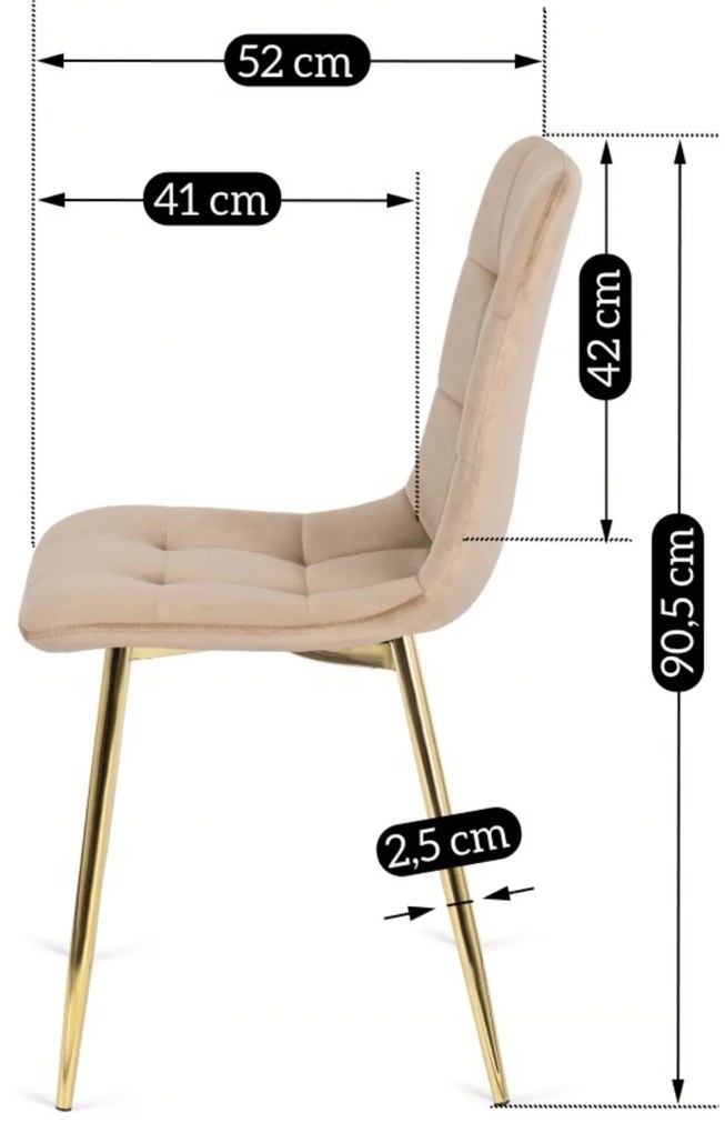 Zestaw Stół Okrągły Szklany OLIVIER 120 cm i 4 Krzesła Tapicerowane do Salonu YORK Kremowe Welurowe Glamour