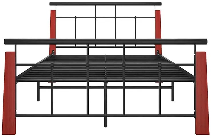 Metalowe rustykalne łóżko czarny + ciemny dąb 140x200 cm - Nelo
