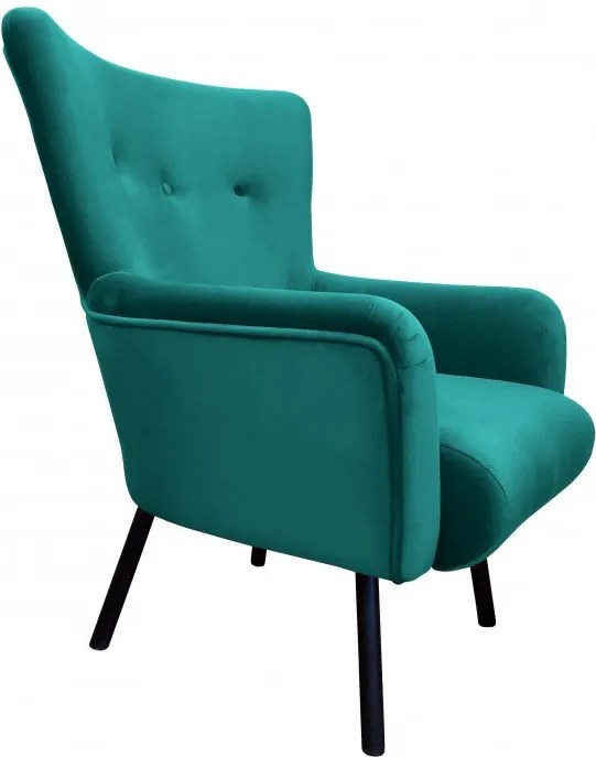 Fotel TULIP tkanina Welur noga metalowa Uszak luksusowy komfort salonu : Kolor nogi - Czarna, Kolor tkaniny - VELVET - MG20