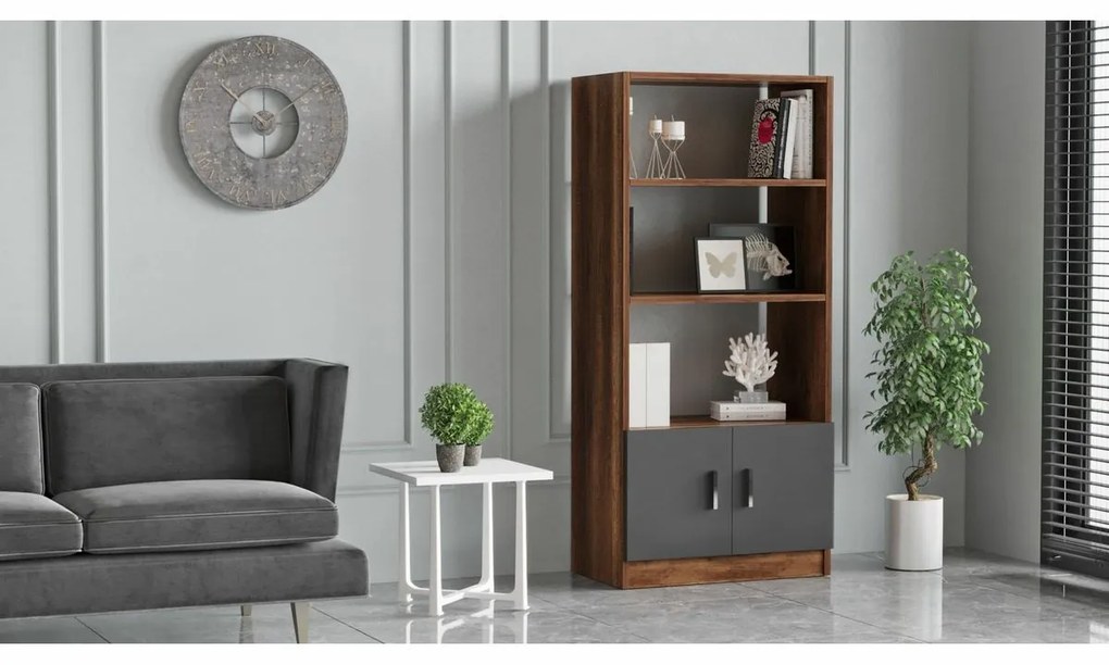 Biblioteczka Voma Anthracite i Walnut