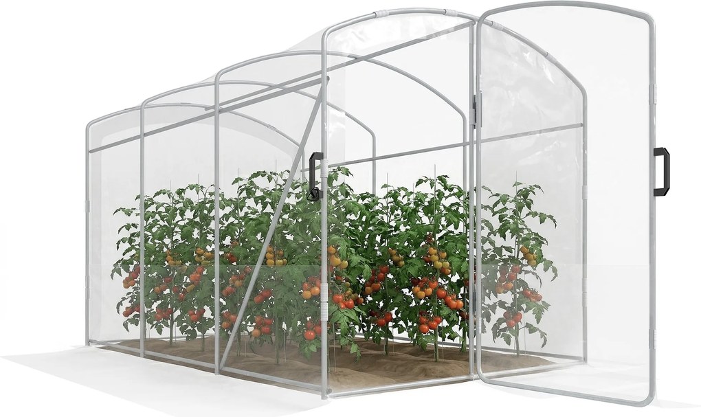 Outsunny Szklarnia foliowa, tunelowa 3 x 2 x 1,95 m, Odporna na wiatr szklarnia na pomidory, Szklarnia z 1 drzwiami, do ogrodu, na balkon, z PE, Przezroczysta