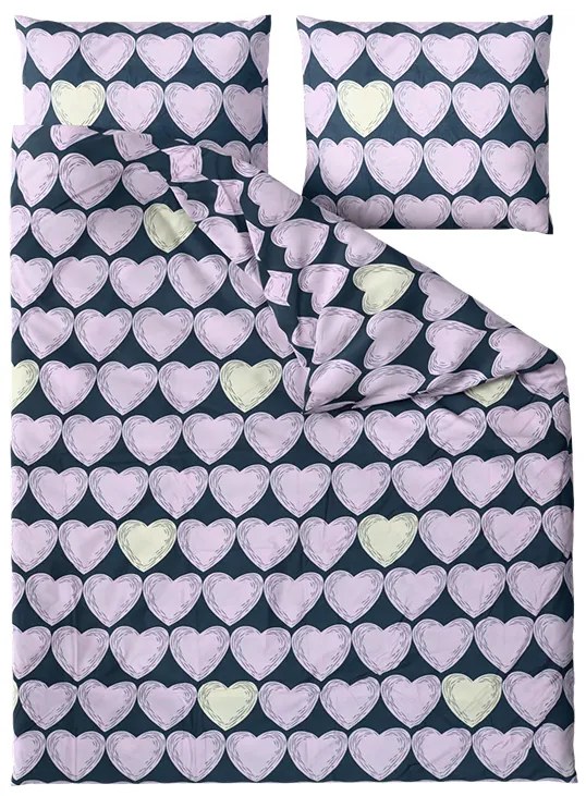 PrzytulneMieszkanie.pl PrzytulneMieszkanie.pl Pościel z mikrofibry VIOLET HEARTS jasnofioletowa Rozmiar pościeli: 2 szt 70 x 80 cm | 160 x 200 cm