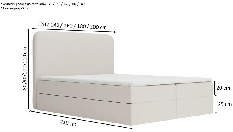 Łóżko kontynentalne LAMI 2 - 120x200