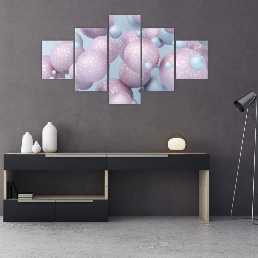Malarstwo abstrakcyjne - Pastelowe kule (125x70 cm)