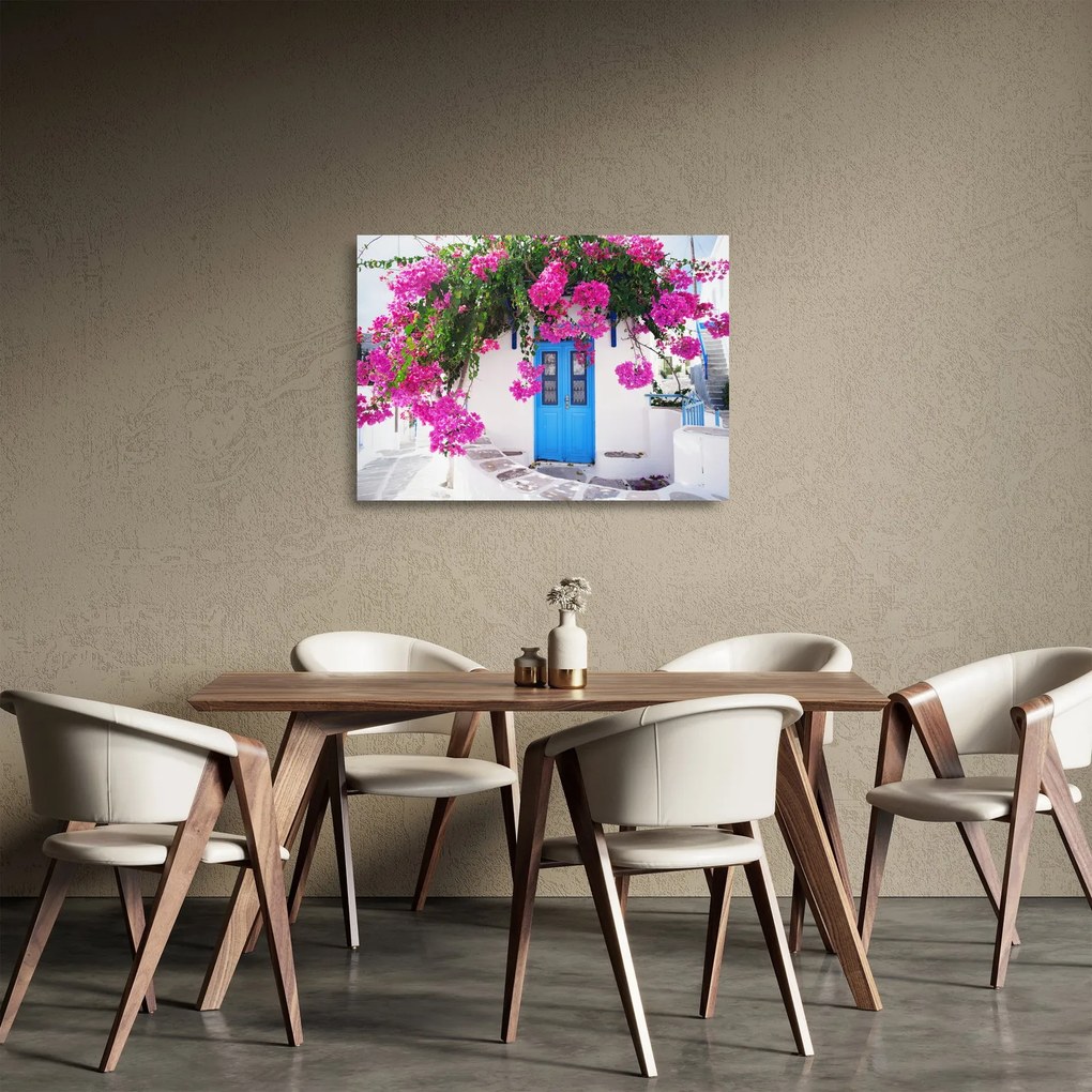 Obraz na szkle - Tradycyjny grecki dom (70x50 cm)