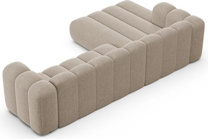 Beżowy narożnik z tkaniny szenilowej (lewostronny/z szezlongiem) Lupine – Micadoni