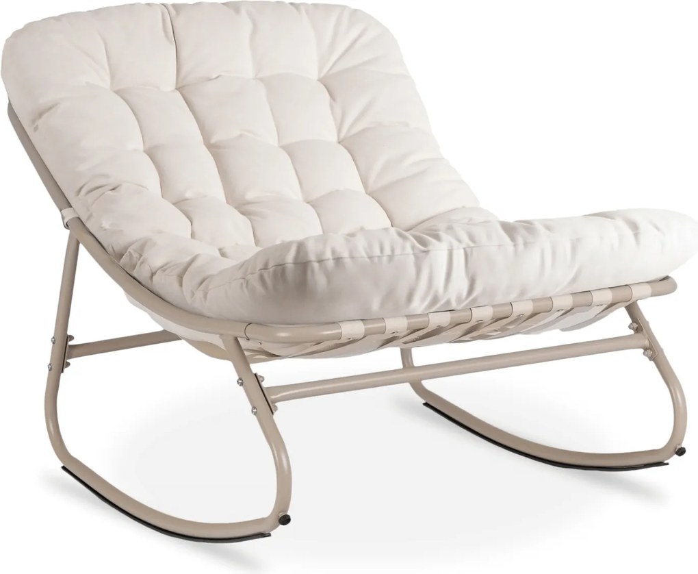Fotel Bujany Wypoczynkowy AURORA na Płozach Beżowy/Kaszmir Nowoczesny