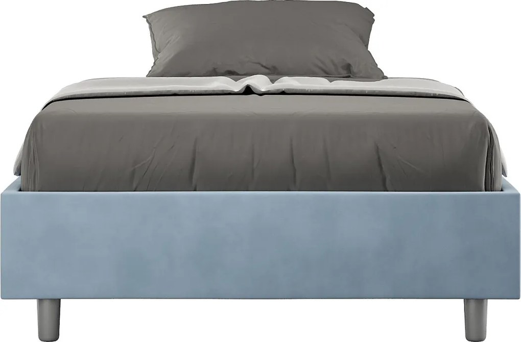 Łóżko bez stelaża tapicerowane 140x210 microfibra błękitny Azelia
