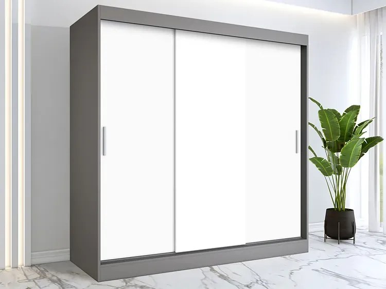 Szafa przesuwna 200 cm antracyt + biały P4-L32