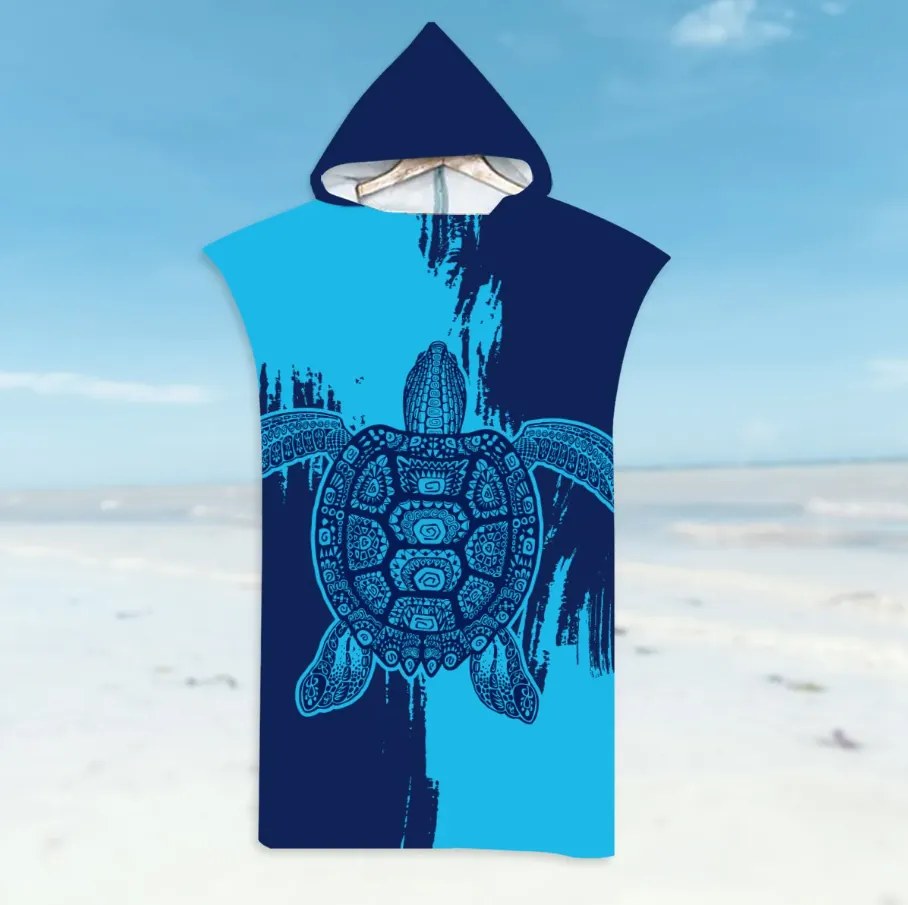 Zestaw rodzinny Ręczników plażowych INDIGO w formie poncza, 2 sztuki, niebieska.