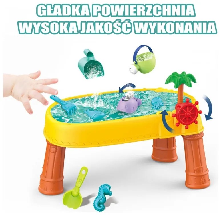 Woopie stolik wodny 2w1 piaskownica statek piracki 8 akc.