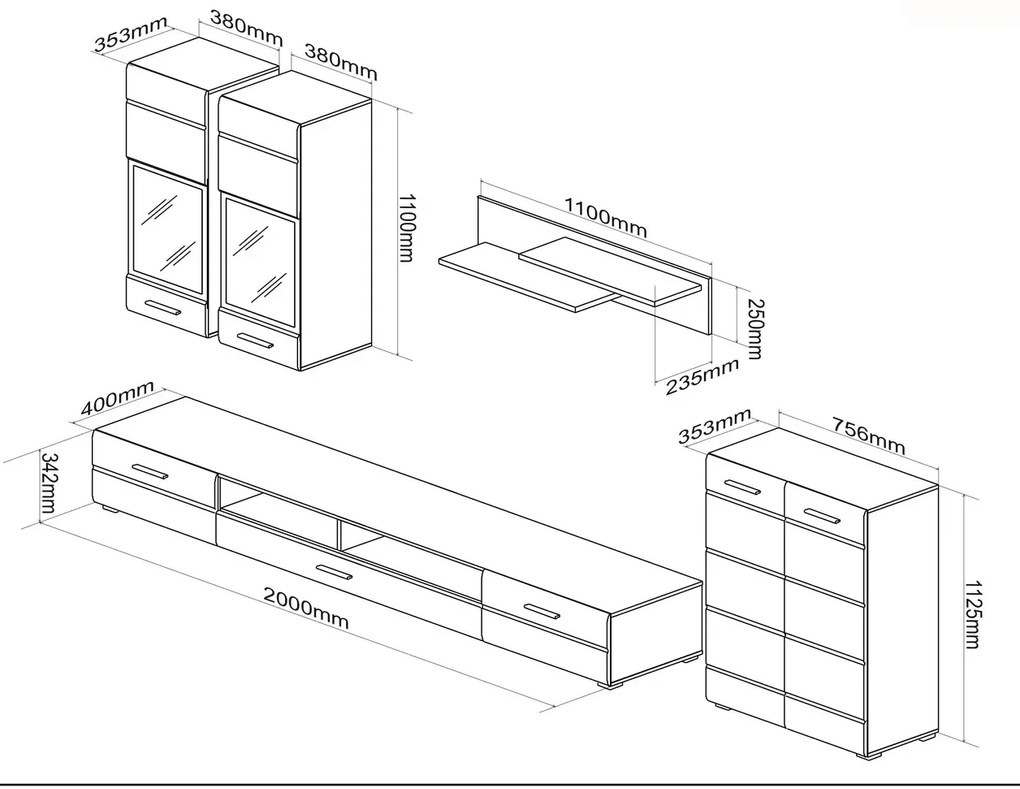 Nowoczesny zestaw mebli do salonu - Linko