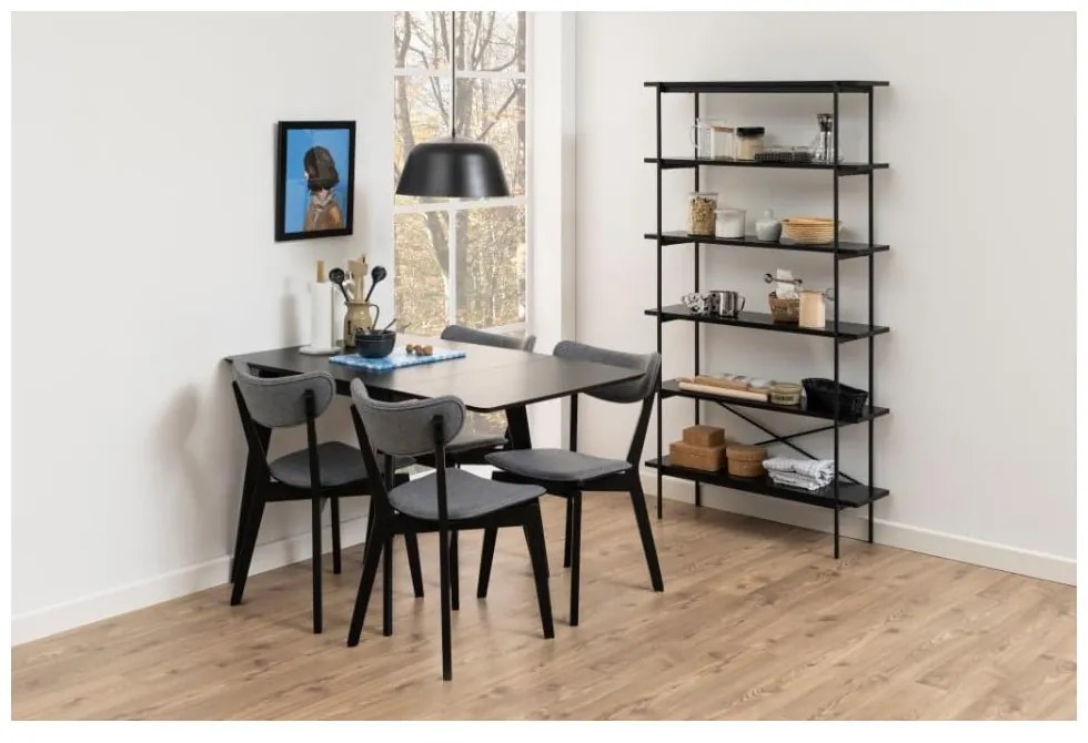 Czarny regał w dekorze jesionu 94x172 cm Angus – Actona