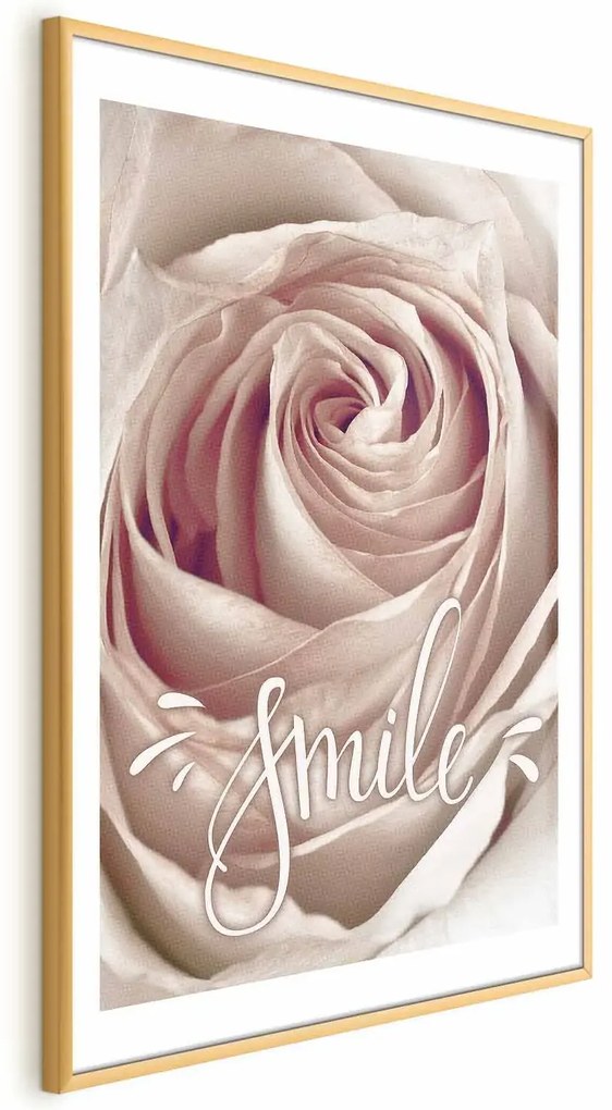 Plakat Uśmiechnij się 21x30 cm z ramą złotą z marginesem ARTGEIST B