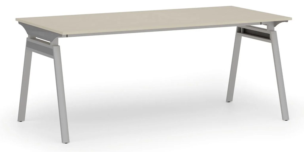 Biurko PRIMO SIGMA, 180x90 cm, szara podstawa, brzoza