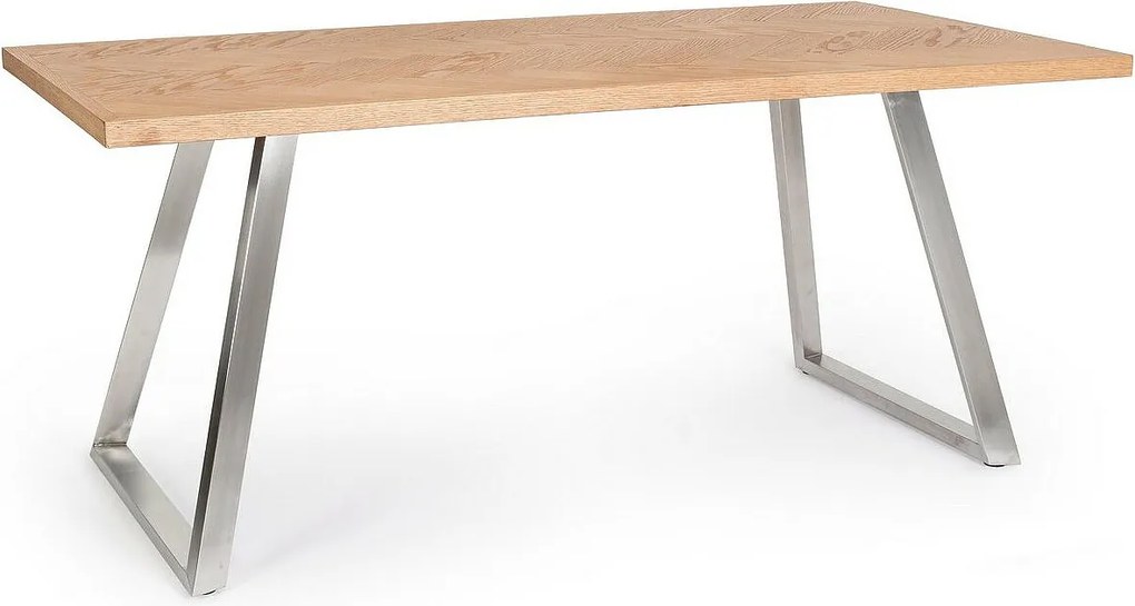 Stół wykonany z naturalnego drewna i stalowych nóg 180 x 90 cm - DUKAT
