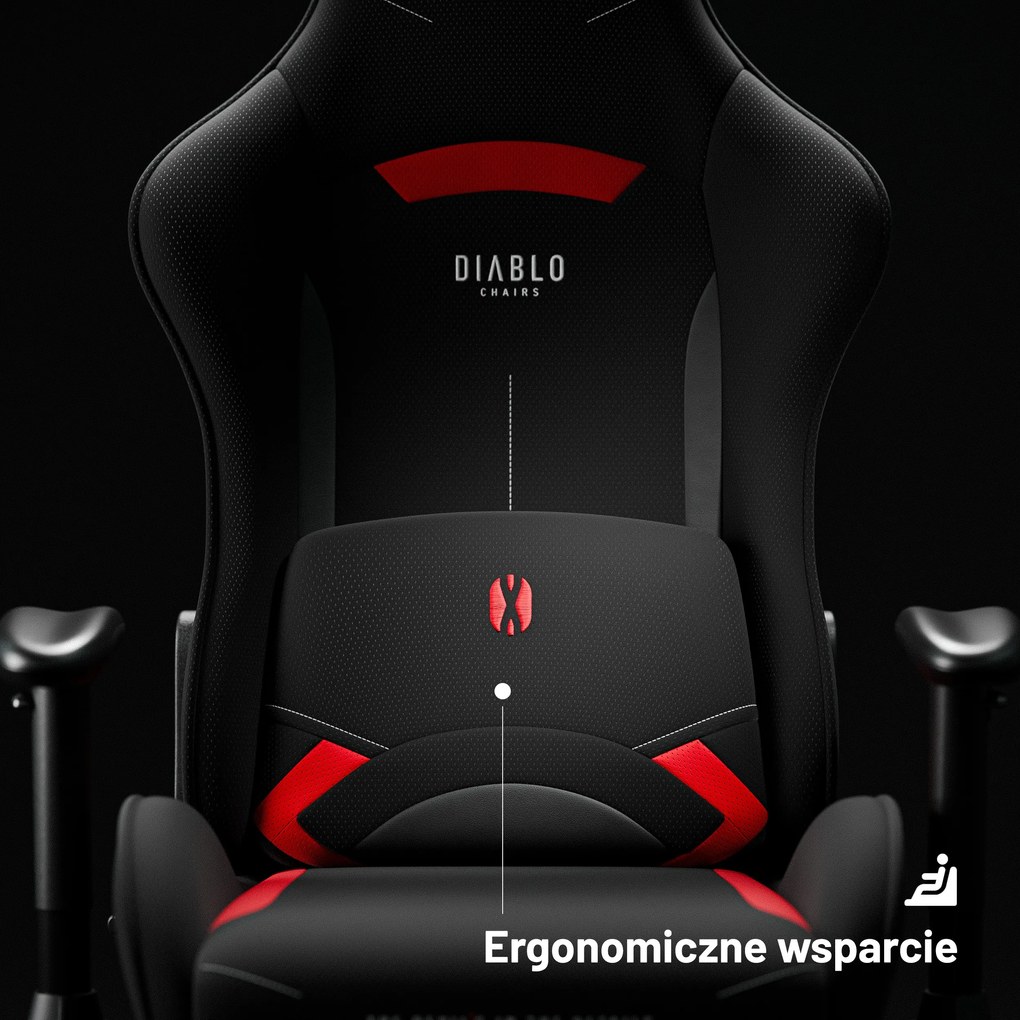 Fotel gamingowy materiałowy czarno-czerwony: Diablo X-Starter