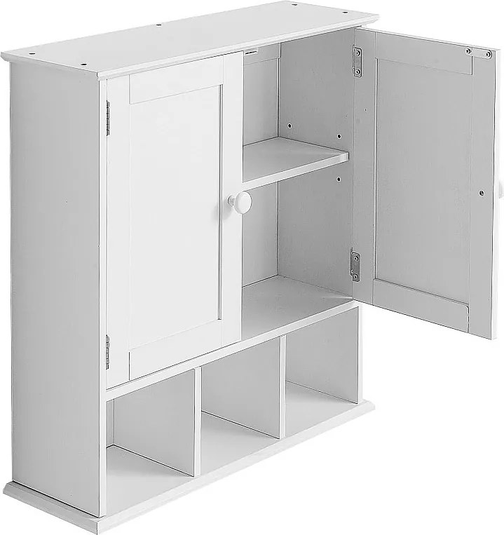 Szafka Łazienkowa Wisząca SucceBuy, 2 Drzwi i Regulowana Półka, Apteczka do Przechowywania nad Toaletą, Organizer Wiszący do Pralni, Kuchni, Kuchnia