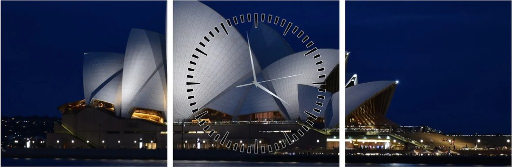 Obraz Sydney w nocy (z zegarem) (90x30 cm)