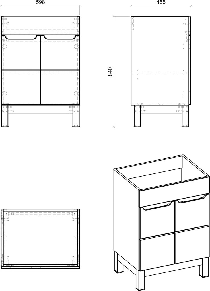 Stojąca szafka pod umywalkę wpuszczaną 60 cm, Bali 820, biała